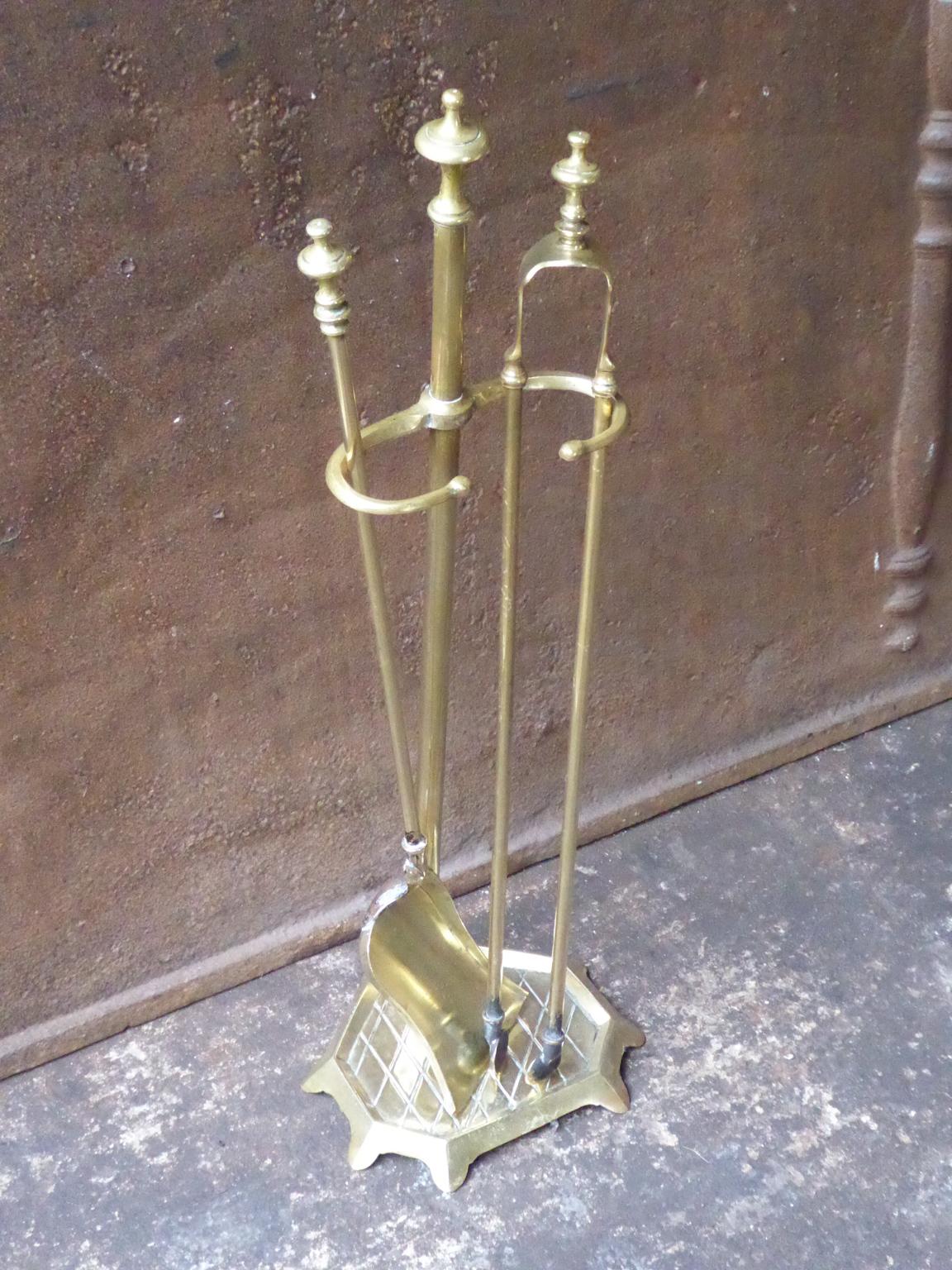 Polished Antique French Fireplace Tools or Fire Tools, 19th - early 20th Century For Sale