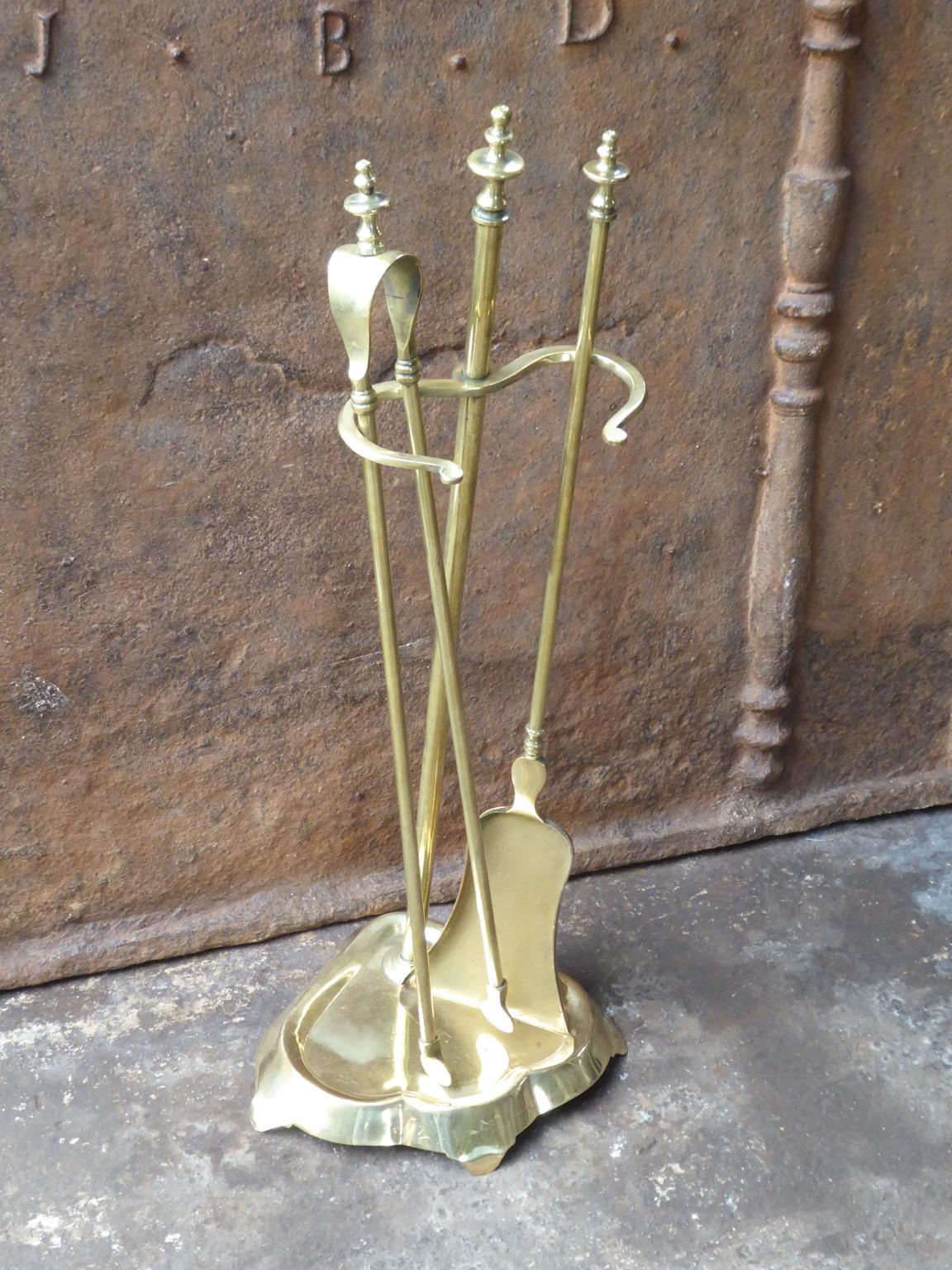Polished Antique French Fireplace Tools or Fire Tools, 19th Century For Sale