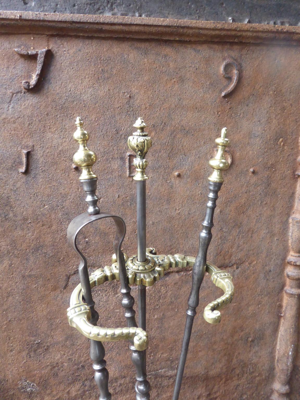 Antique French Fireplace Tools or Fire Tools, 19th Century In Good Condition For Sale In Amerongen, NL