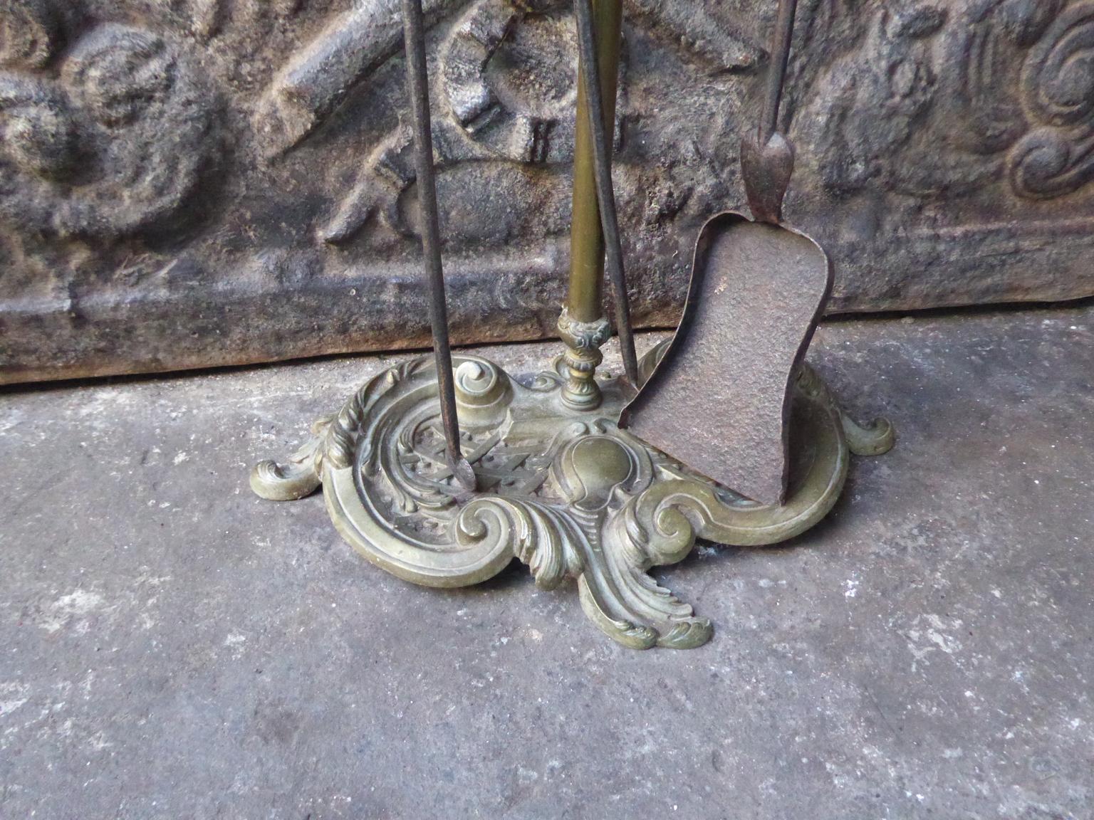 Wrought Iron Antique French Fireplace Tools or Fire Tools, 19th Century For Sale