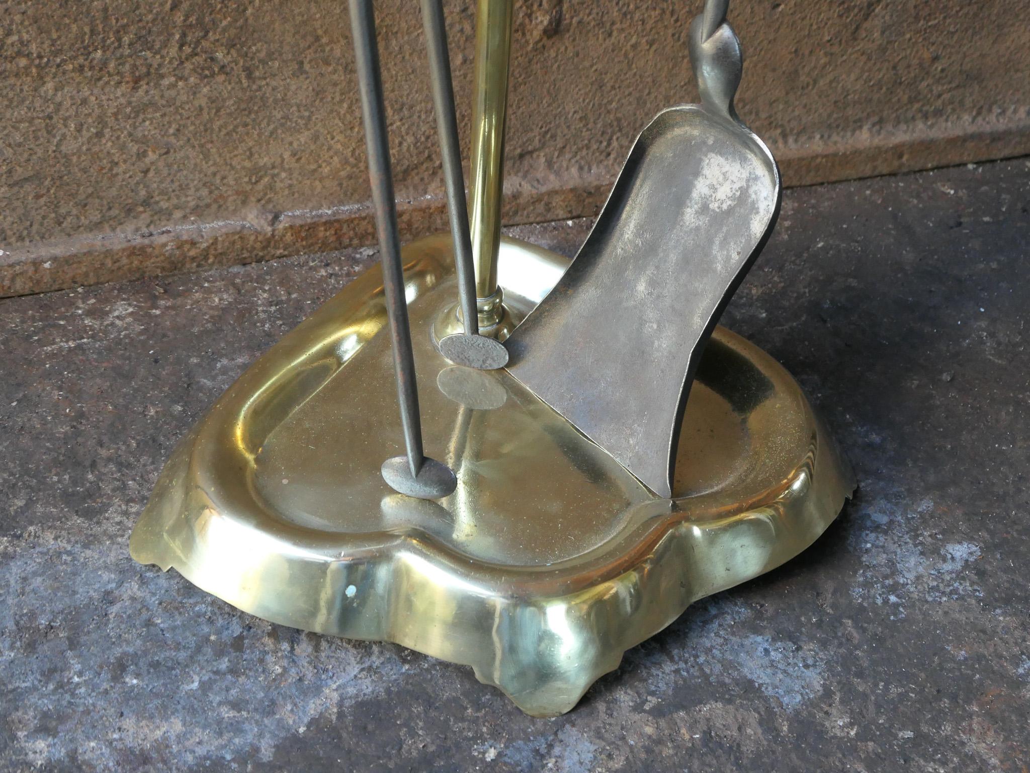 Laiton Outils de cheminée ou outils à feu français anciens, 19e siècle en vente
