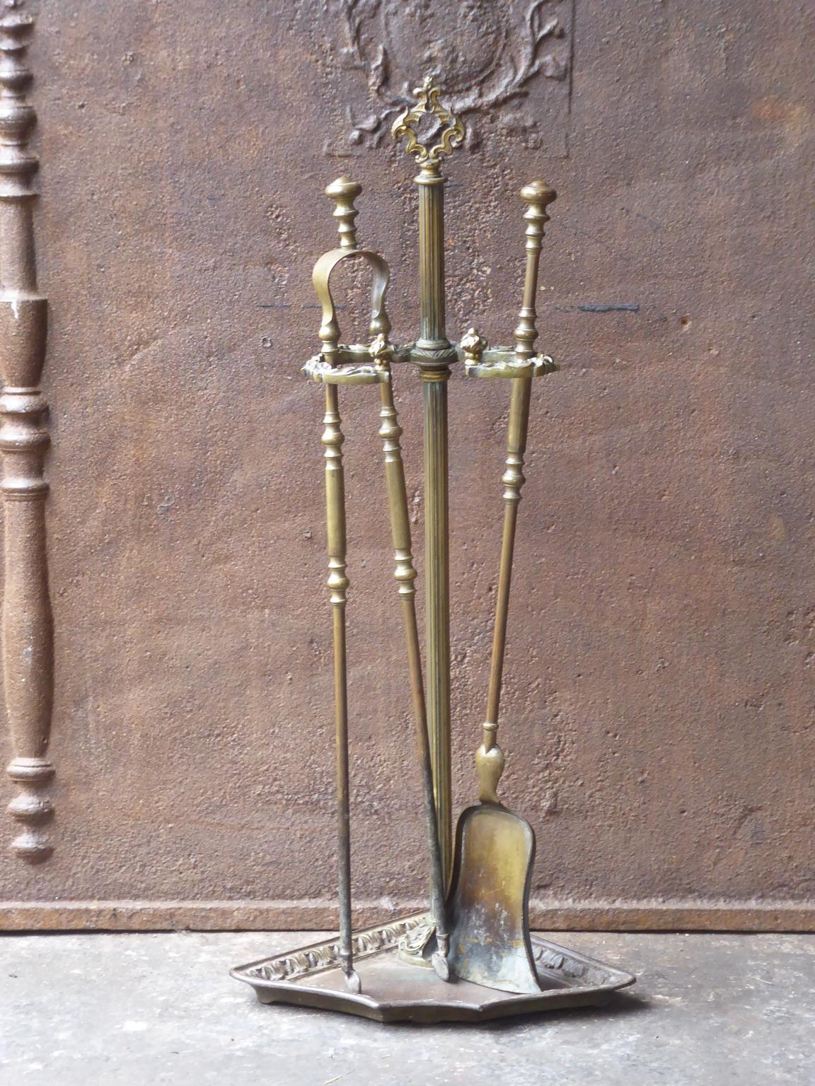 19th century French Napoleon III fireplace tool set, fire irons made of brass.







  