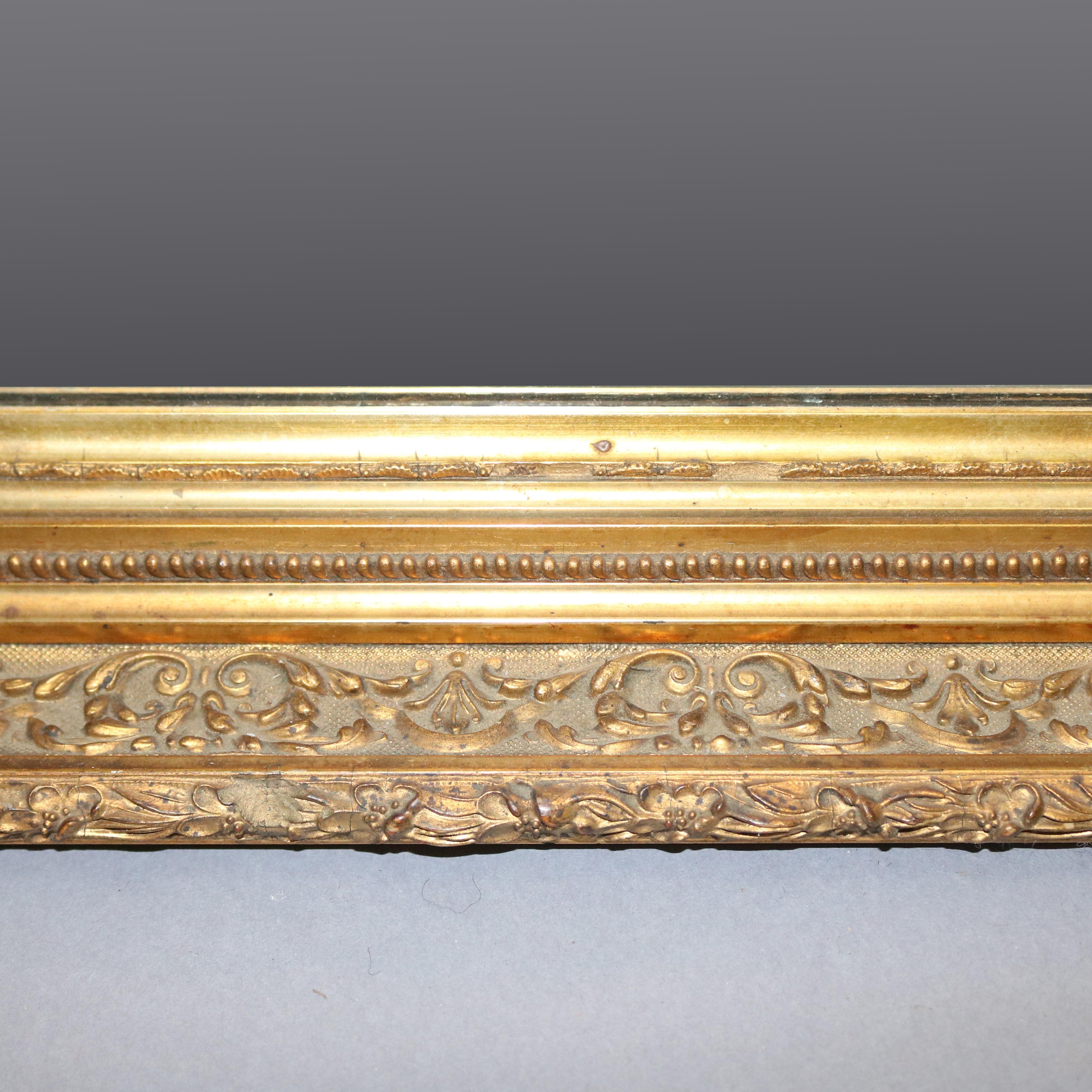 Antique French First Finish Foliate and Floral Giltwood Framed Wall Mirror 8