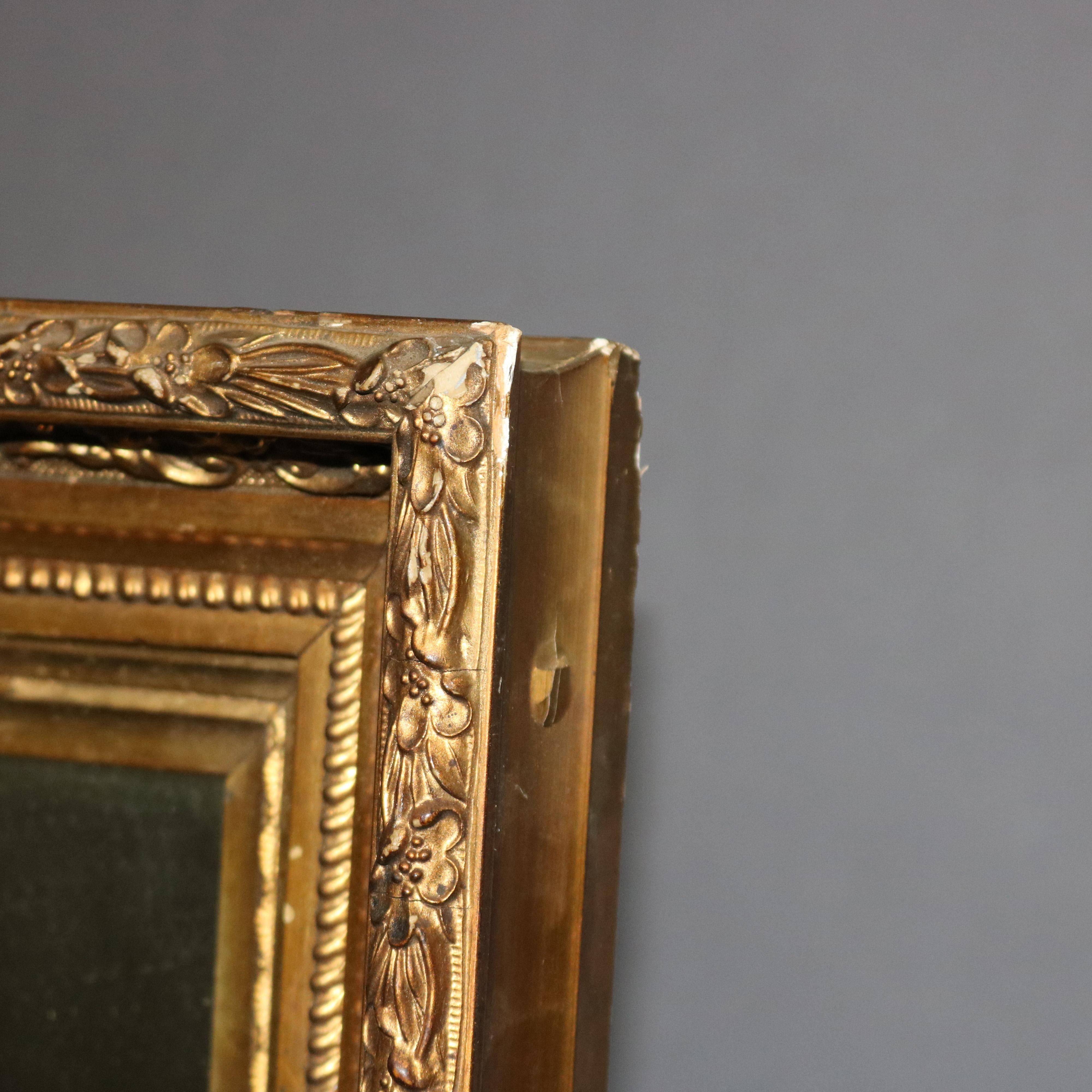 19th Century Antique French First Finish Foliate and Floral Giltwood Framed Wall Mirror