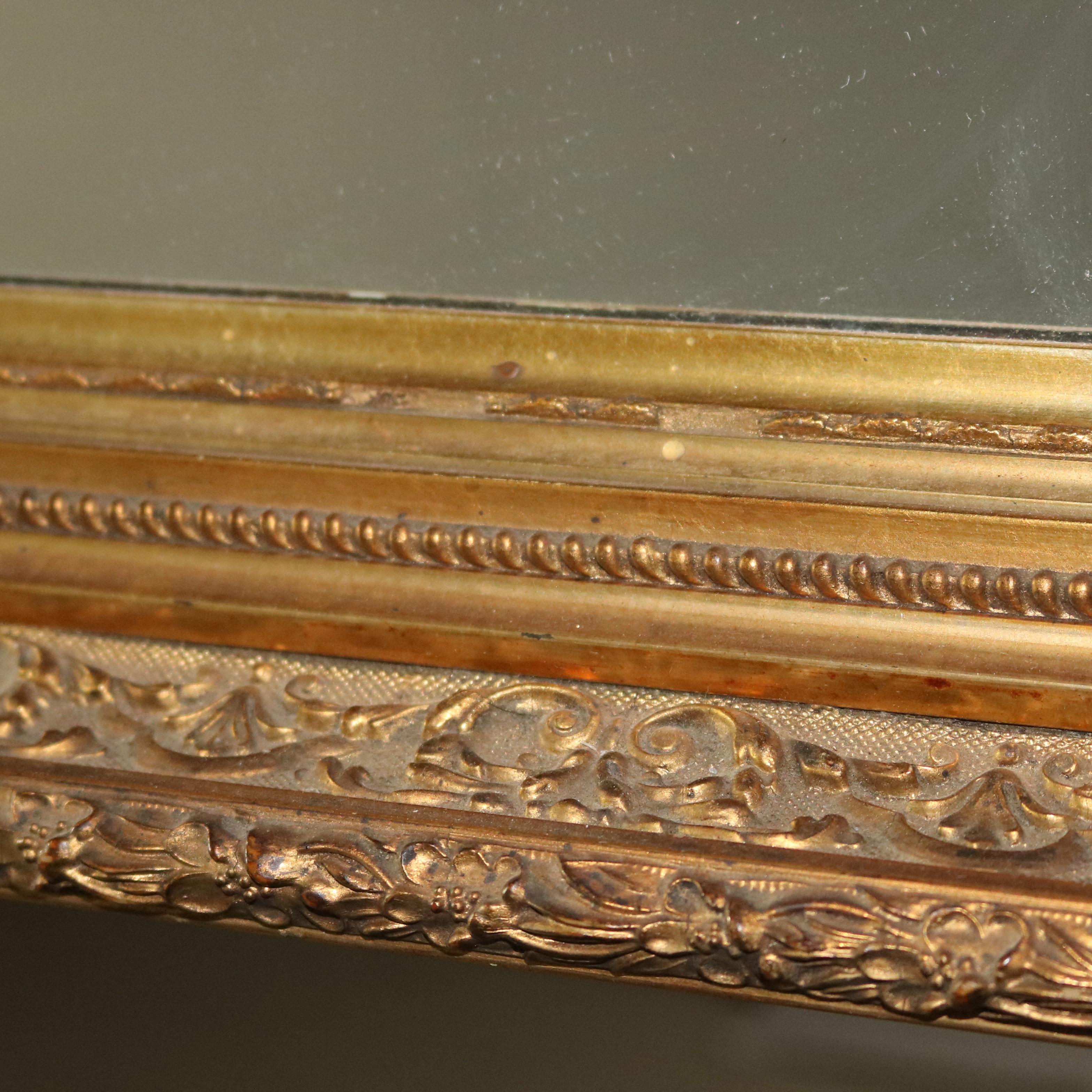 Antique French First Finish Foliate and Floral Giltwood Framed Wall Mirror 4