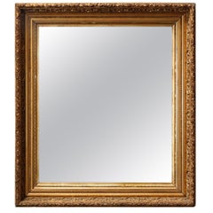 Antique French First Finish Foliate and Floral Giltwood Framed Wall Mirror