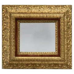 Antique French First Finish Foliate Giltwood and Velvet Art Frame, circa 1880