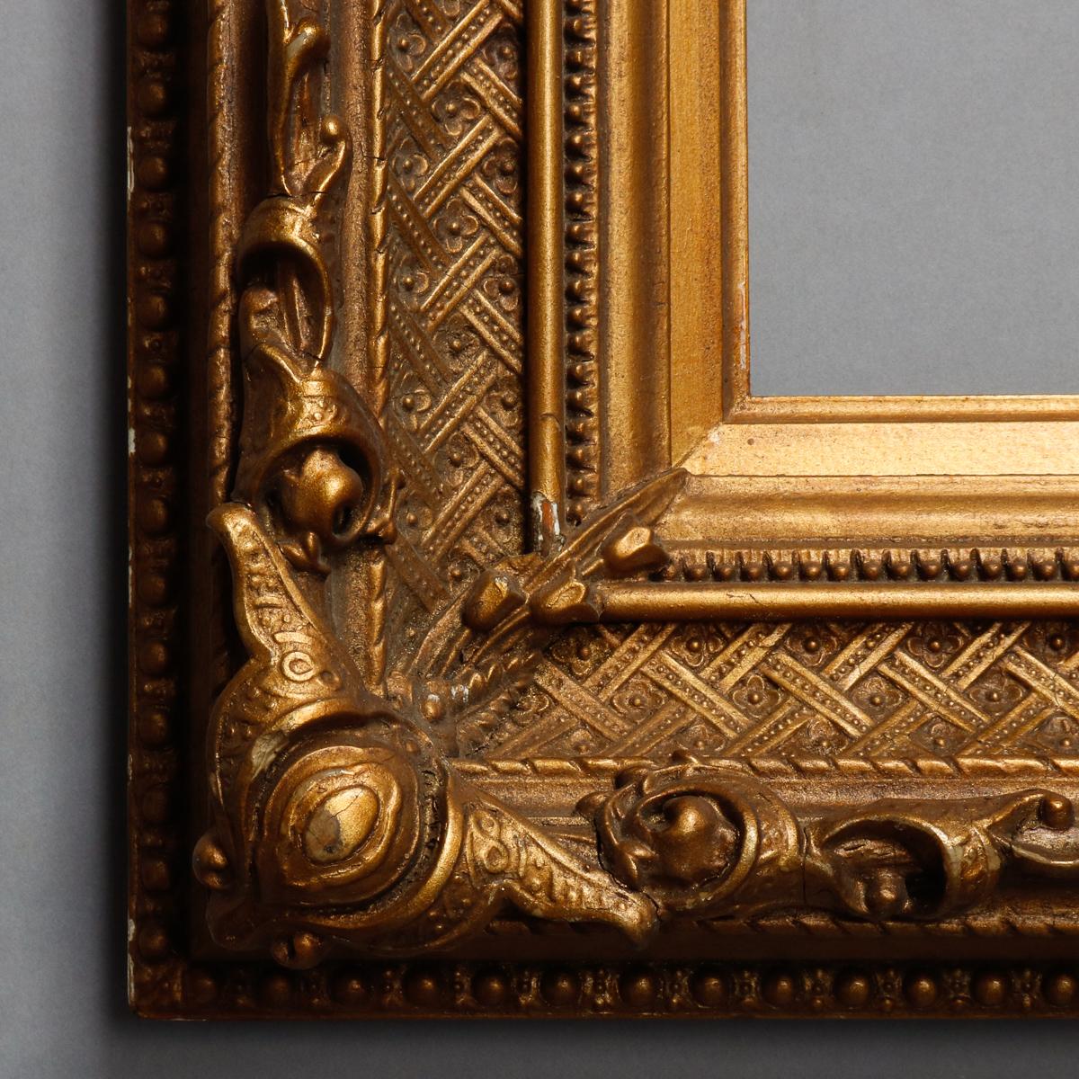 Antique French First Finish Giltwood Art Frame with Basket Weave, 19th Century 2