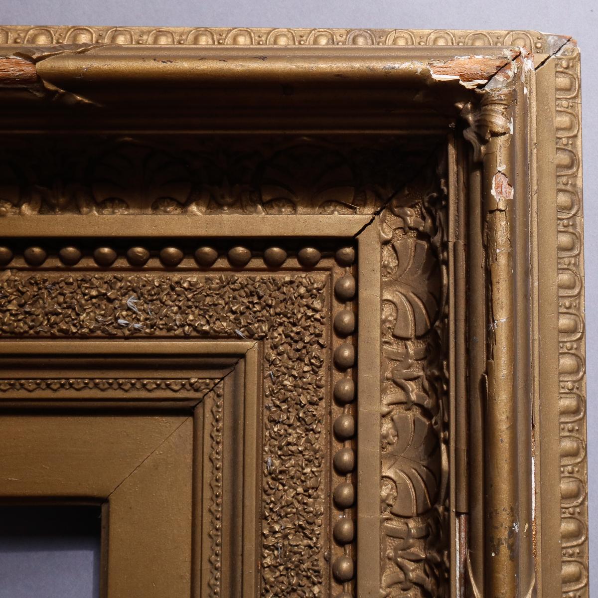 Antique French First Finish Giltwood Art Frame with Ginkgo Leaves, 19th Century In Good Condition In Big Flats, NY