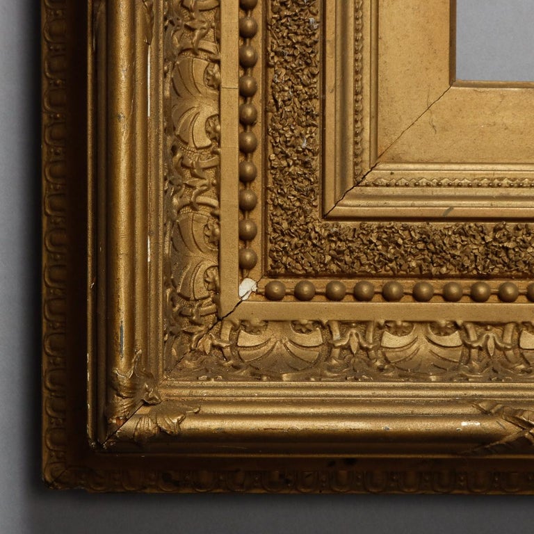 Antique French First Finish Giltwood Art Frame with Ginkgo Leaves, 19th