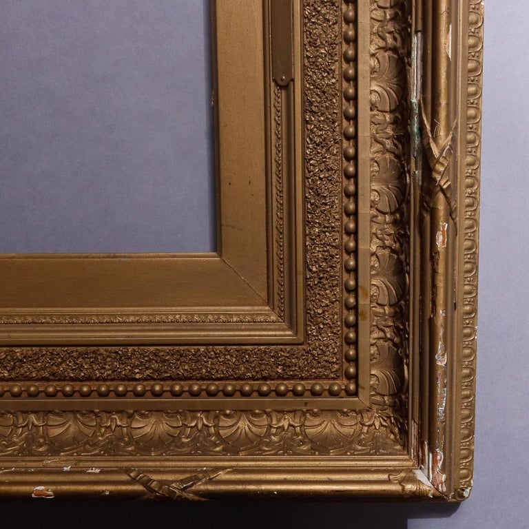 Antique French First Finish Giltwood Art Frame with Ginkgo Leaves, 19th
