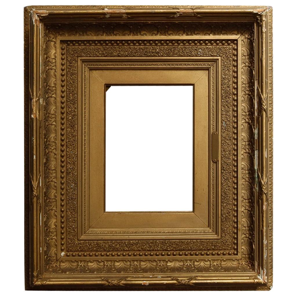 Antique French First Finish Giltwood Art Frame with Ginkgo Leaves, 19th Century