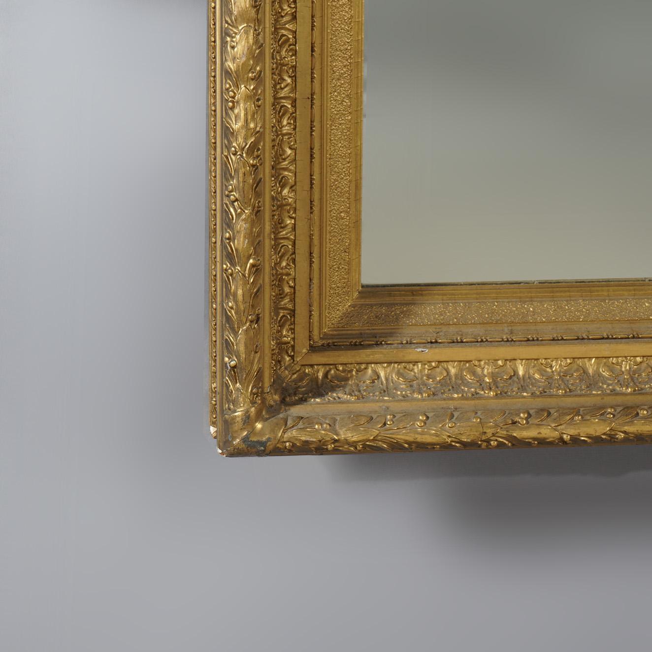 Antique miroir mural encadré en bois doré de première finition française C1900 Bon état - En vente à Big Flats, NY