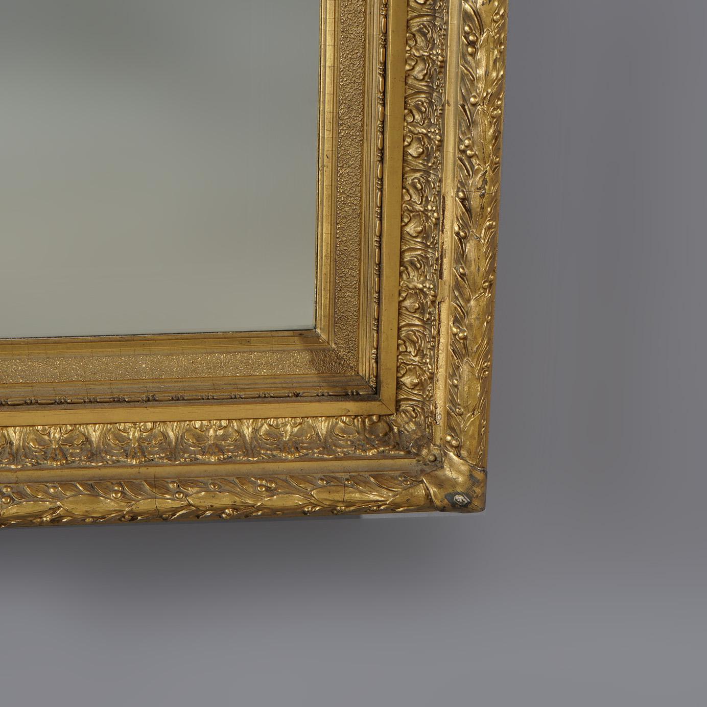 Antique miroir mural encadré en bois doré de première finition française C1900 en vente 1