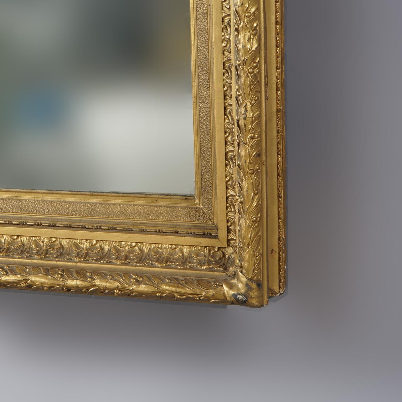 Antique miroir mural encadré en bois doré de première finition française C1900 en vente 2