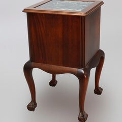 Antique French Flame Mahogany Chippendale Style Marble Top Side Table