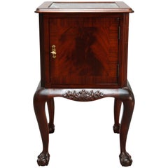 Vintage French Flame Mahogany Chippendale Style Marble Top Side Table