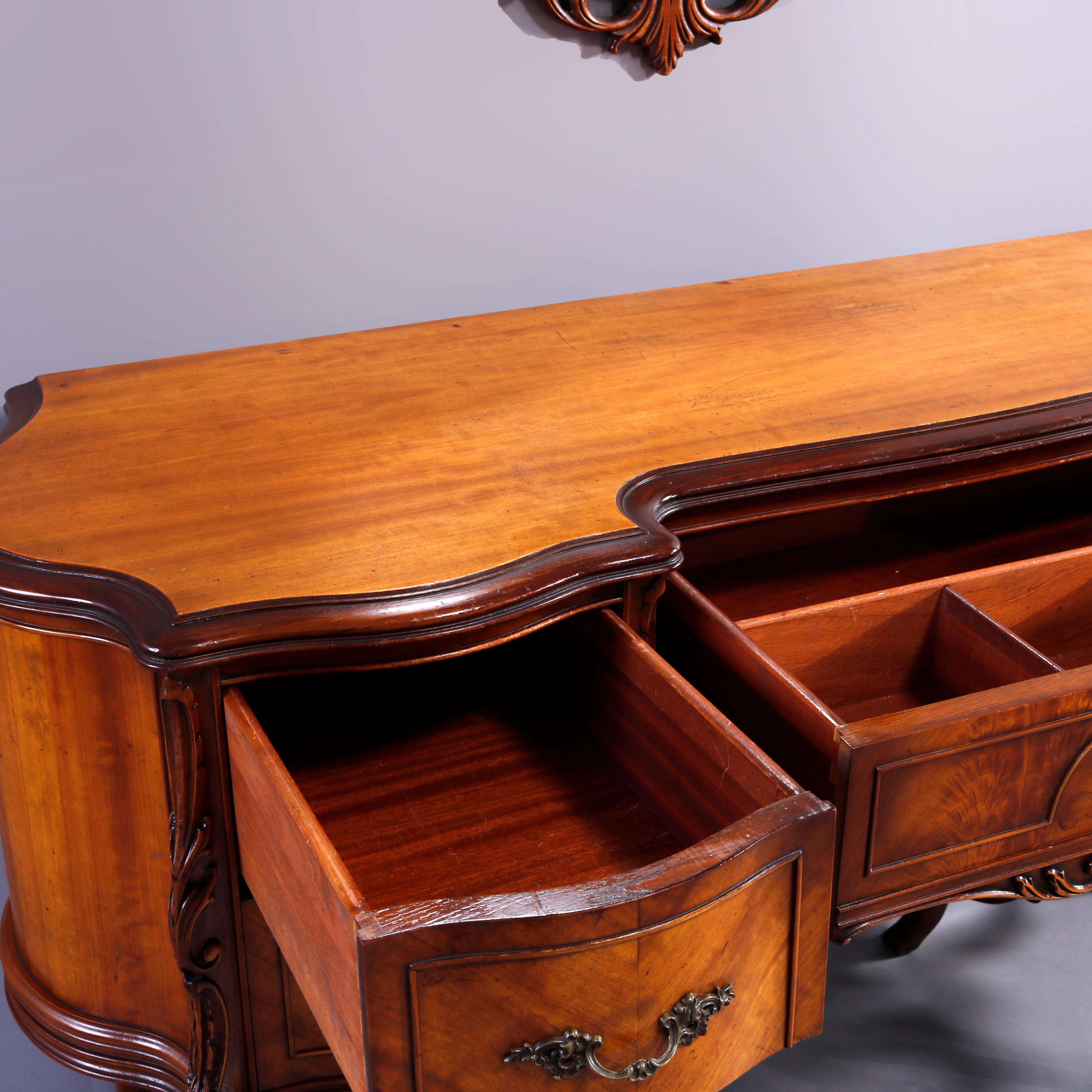 Antique French Flame Mahogany & Satinwood Marquetry Dressing Table Set, c1910 For Sale 4