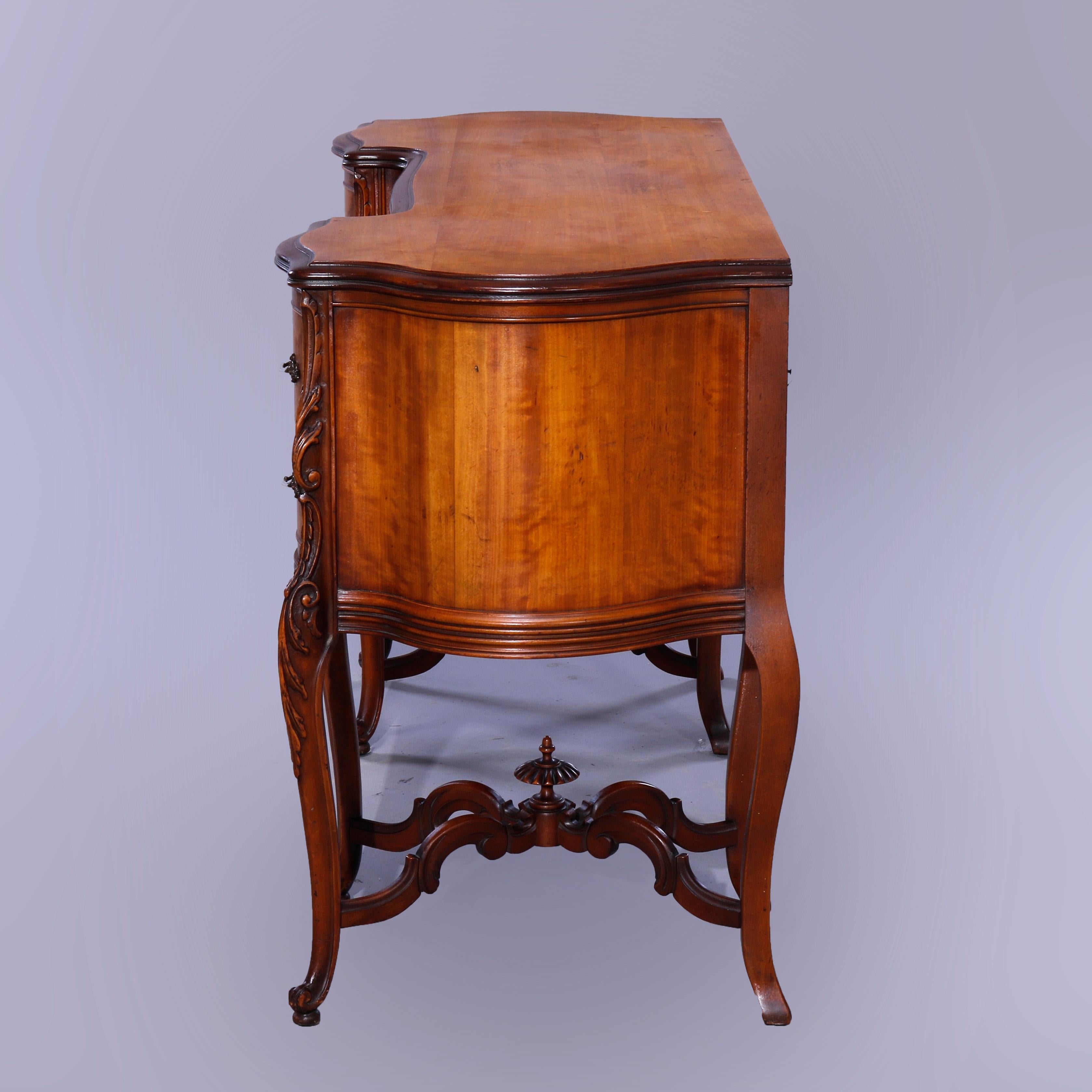 Antique French Flame Mahogany & Satinwood Marquetry Dressing Table Set, c1910 For Sale 5