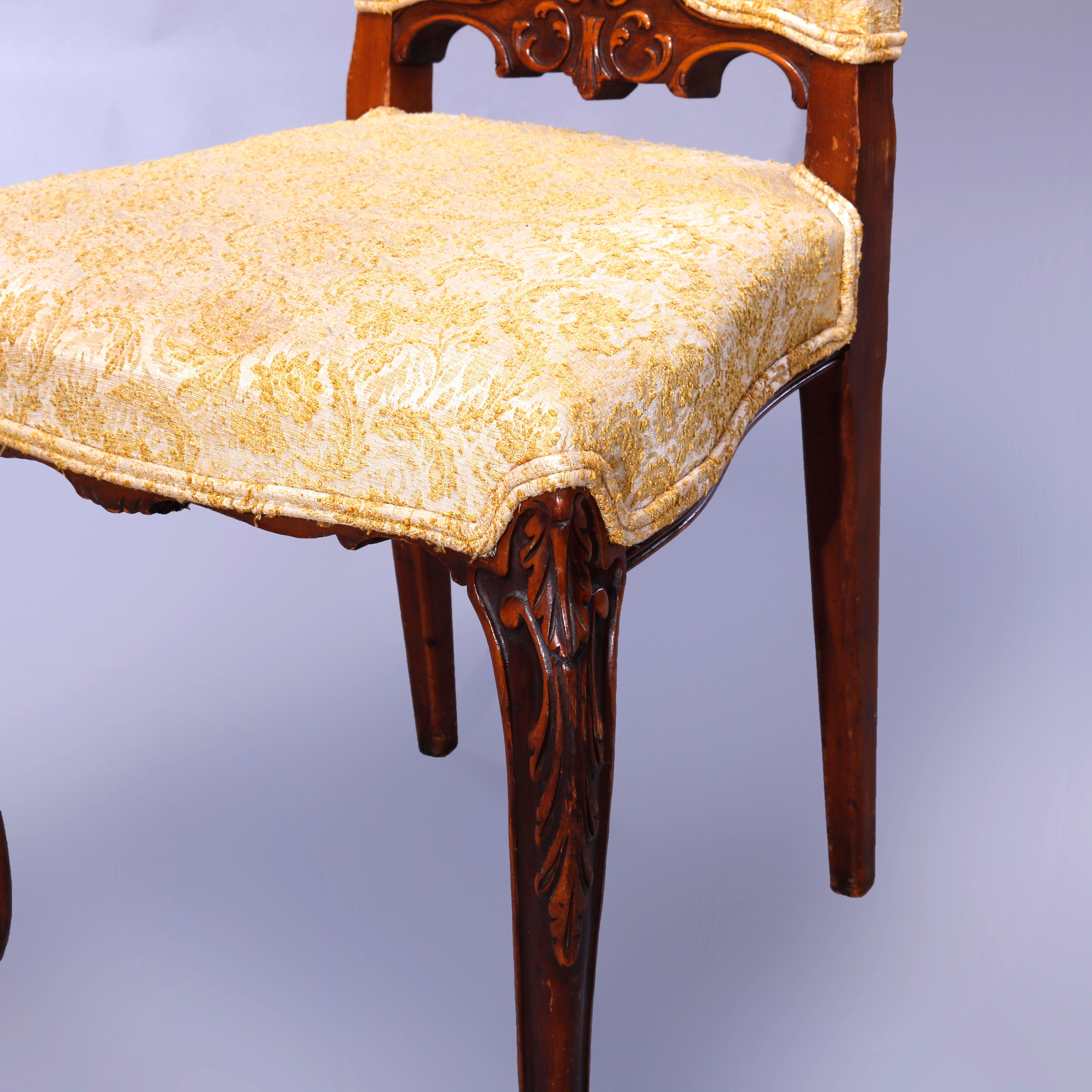 Antique French Flame Mahogany & Satinwood Marquetry Dressing Table Set, c1910 12