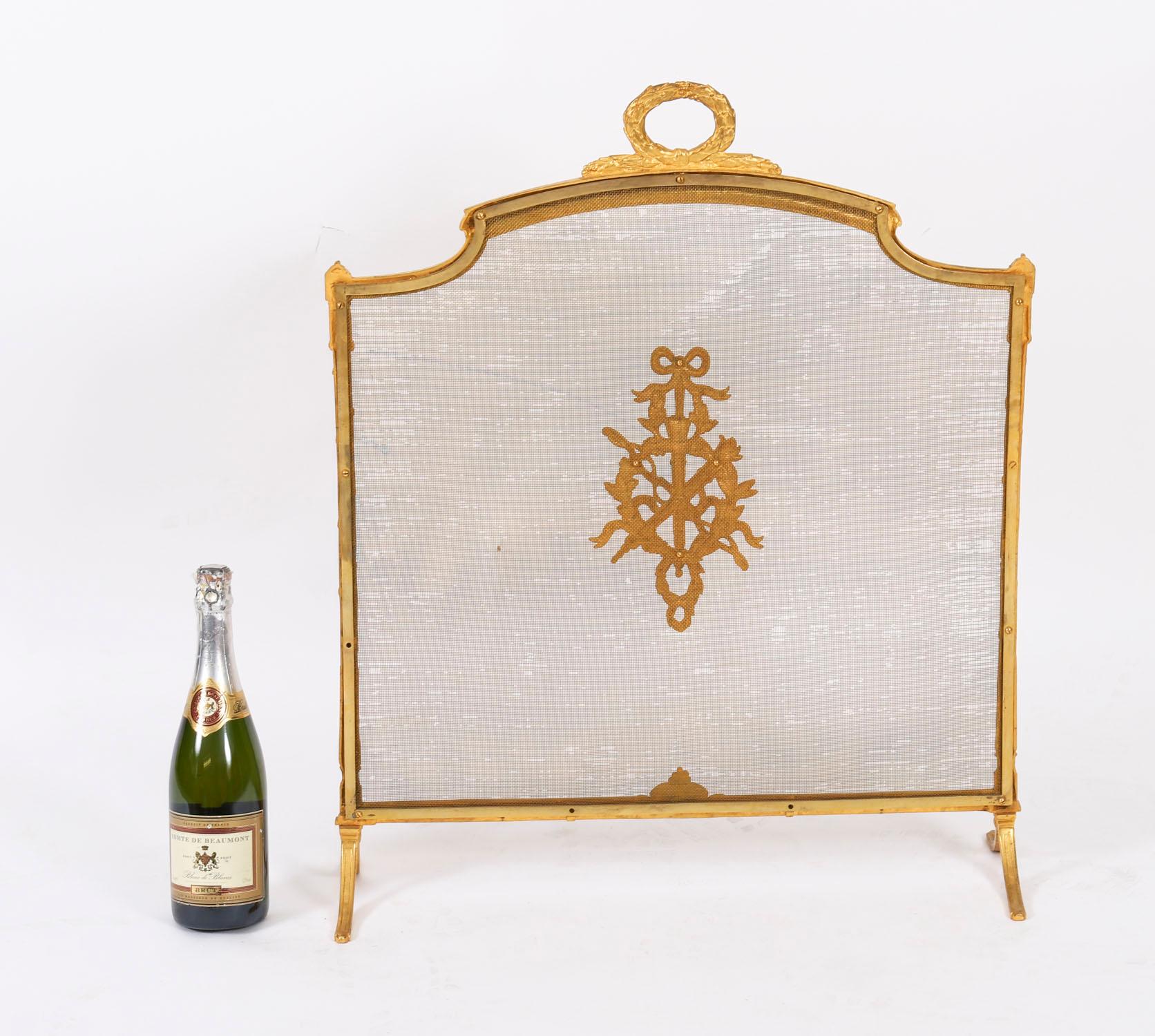 Antique French Flaming Torch Gilt Bronze Fire Screen 20th Century en vente 6