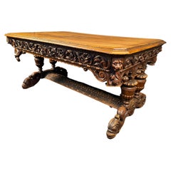 Antique French Flemish Oak Dining Table
