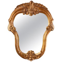 Antique French Fleur-de-Lis Shield Form Giltwood Wall Mirror, circa 1860