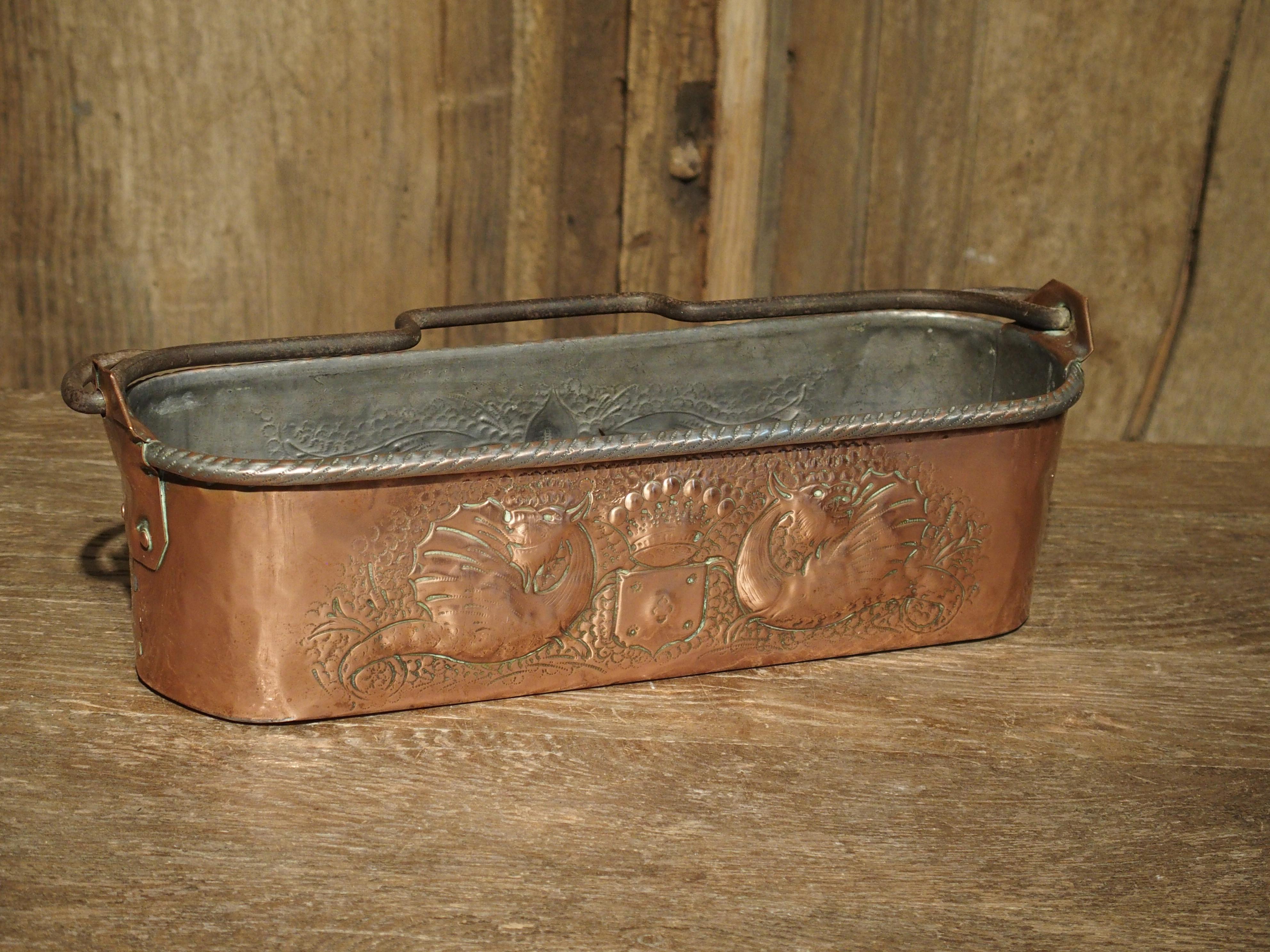 Antique French Fleur De Lys and Coat of Arms Copper Fish Poacher, 19th Century 6