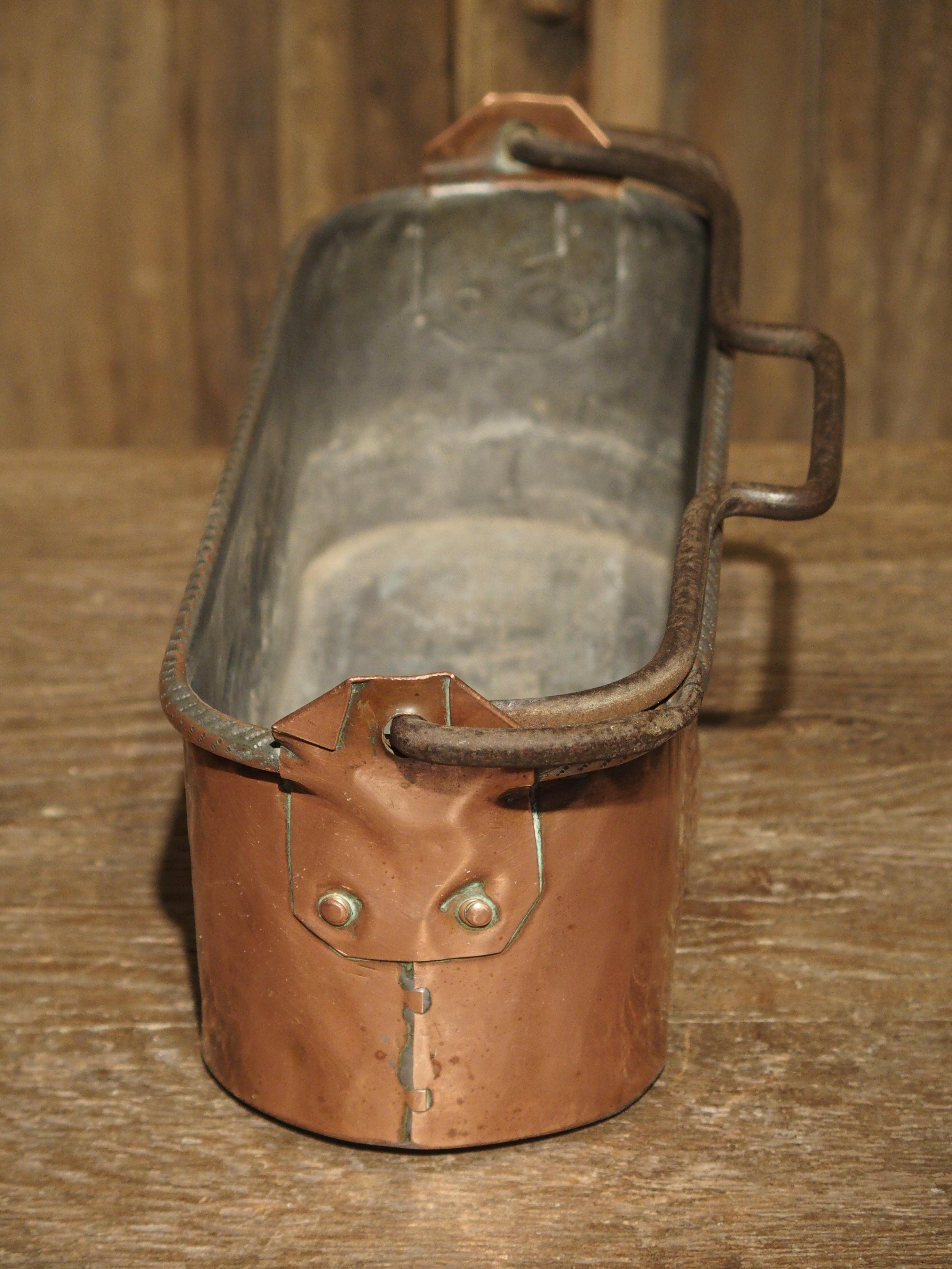 Antique French Fleur De Lys and Coat of Arms Copper Fish Poacher, 19th Century 2