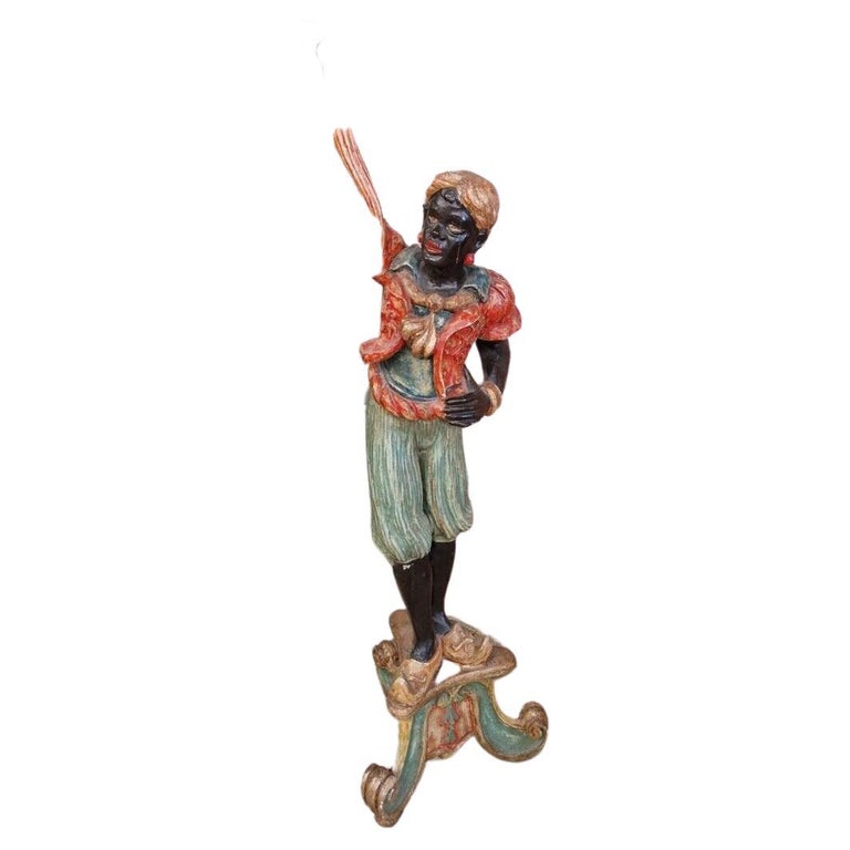Antique French Floor Lamp Blackamoor Statue For Sale at 1stDibs