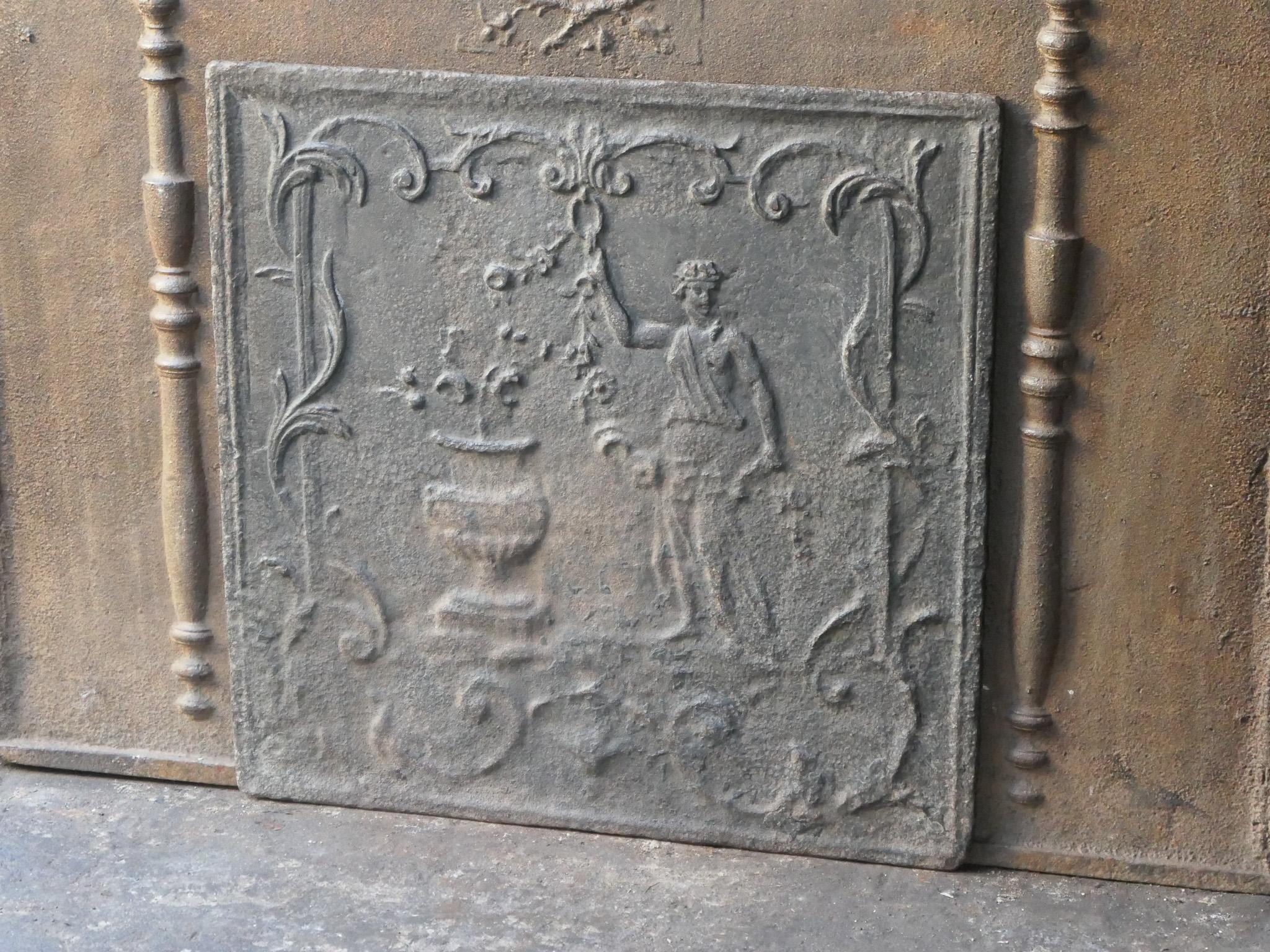 Calco Antique French 'Flora' Fireback / Backsplash, XVIII-XIX secolo in vendita