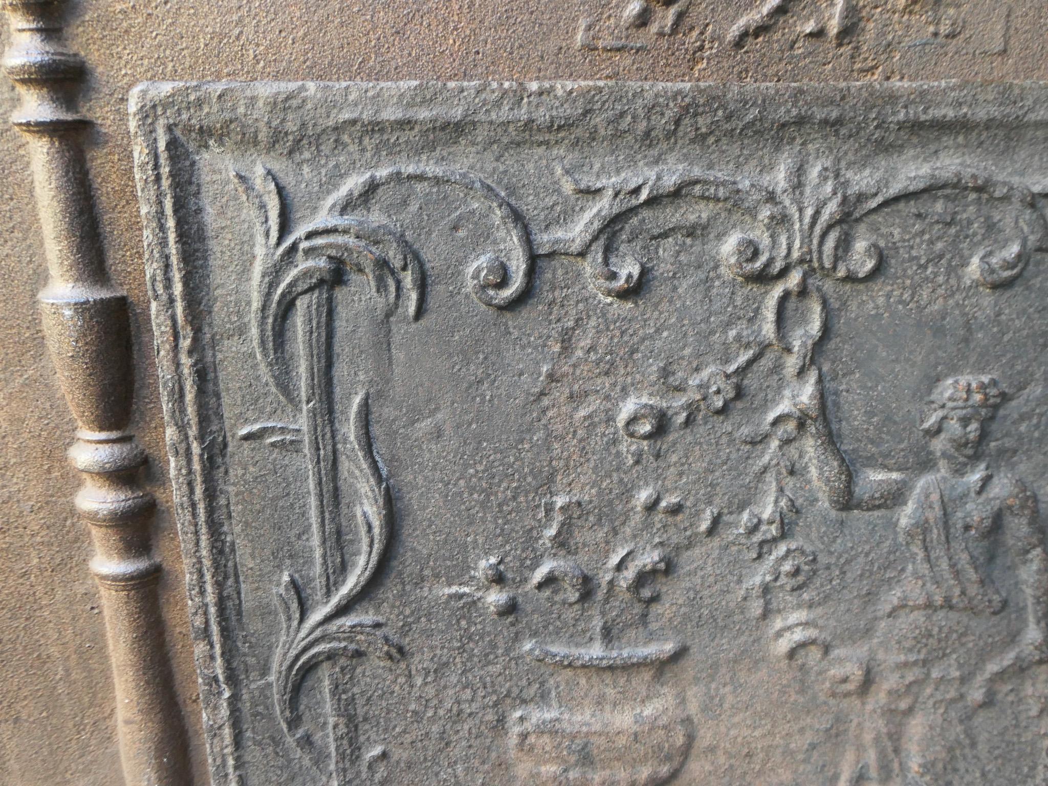 Ferro Antique French 'Flora' Fireback / Backsplash, XVIII-XIX secolo in vendita