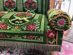 Antique French Floral Green Settee Sofa
