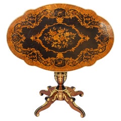 Antique French Floral Marquetry Occasional Table c.1860