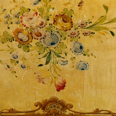 Antique French Floral Paint & Gilt Decorated Bed, Circa 1890