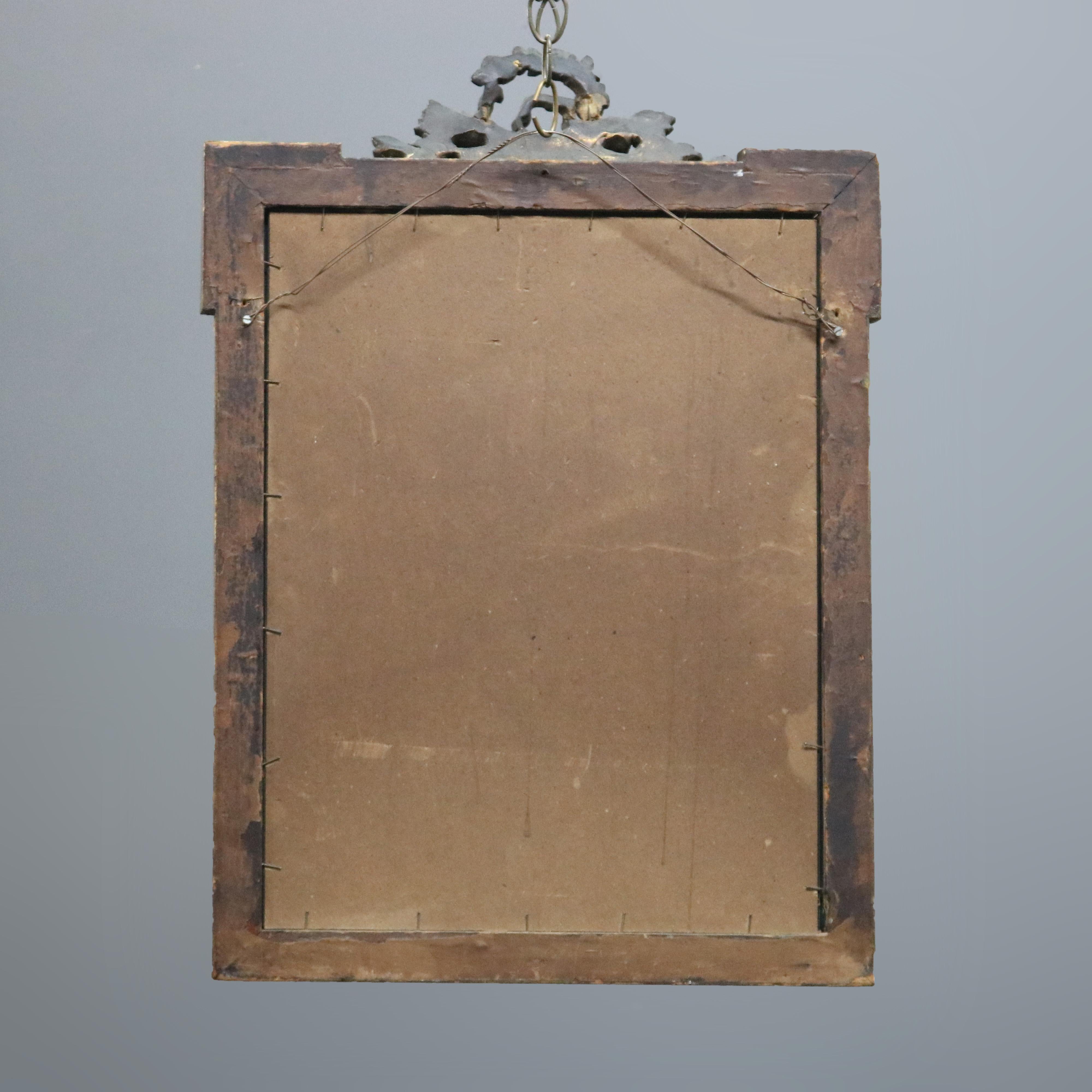 Antique French Floral Swag Gilt Wood Wall Mirror, 19th Century 3