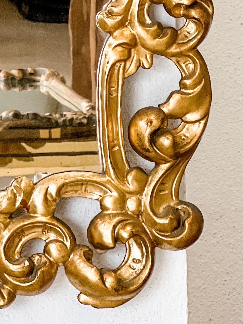 Antique French Floral Water Gilt Mirror In Good Condition In Houston, TX