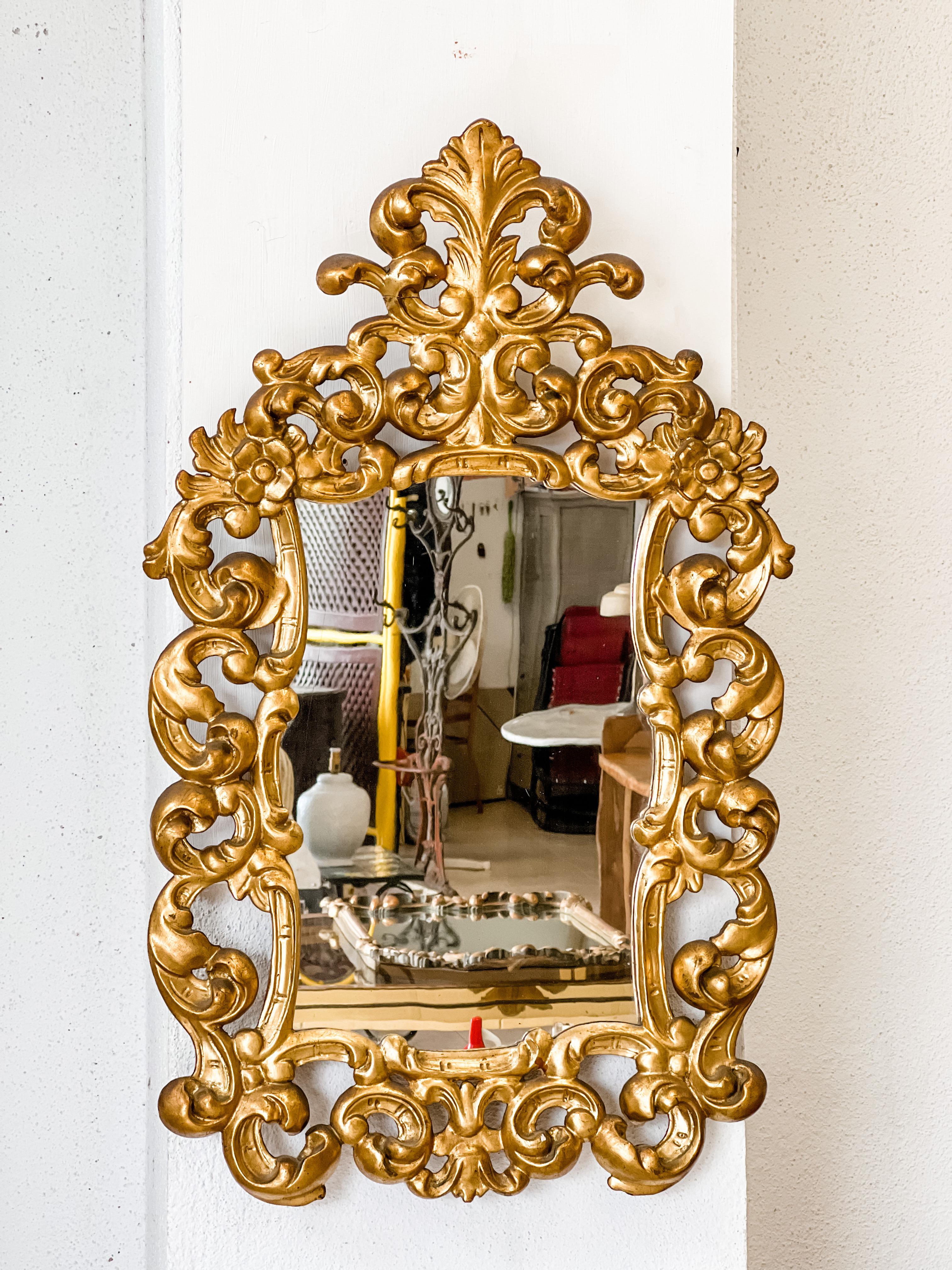 Antique French Floral Water Gilt Mirror 1