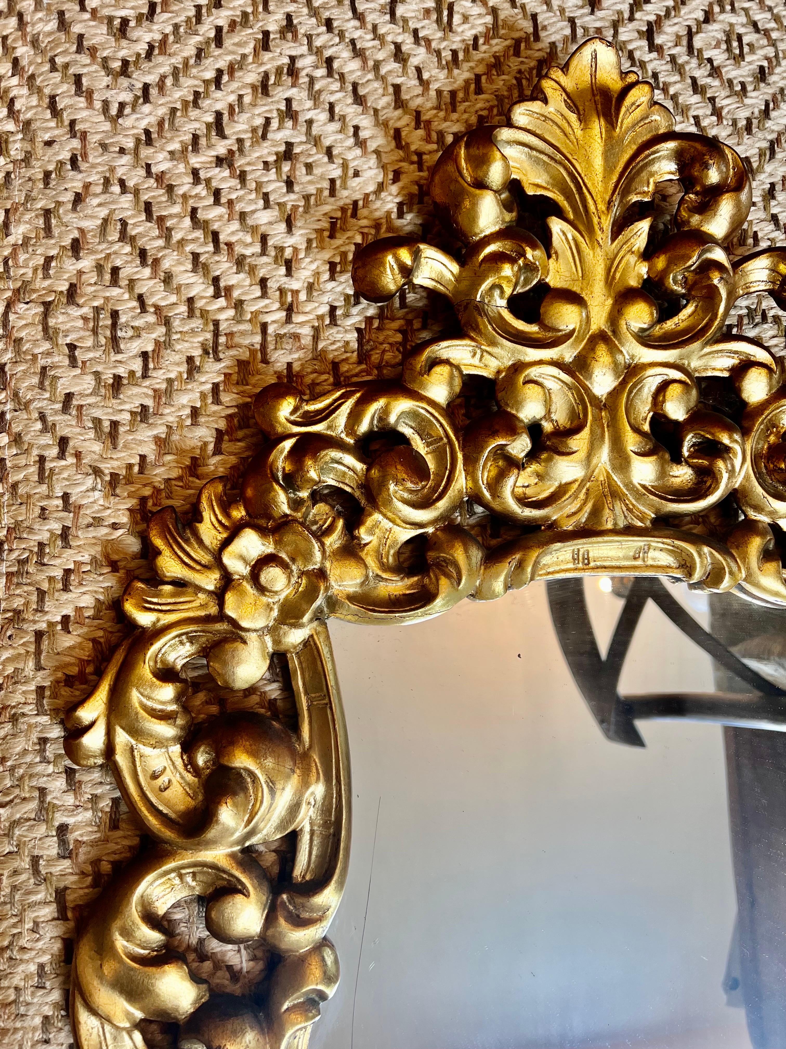 Antique French Floral Water Gilt Mirror 3