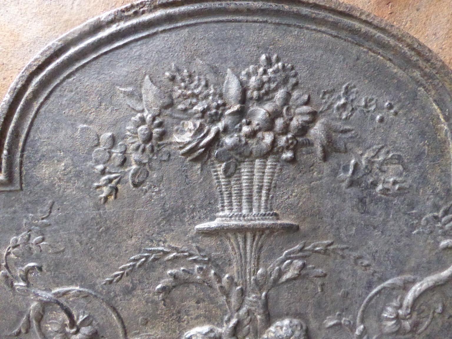 Cast Antique French 'Flower Basket' Fireback, 18th-19th Century