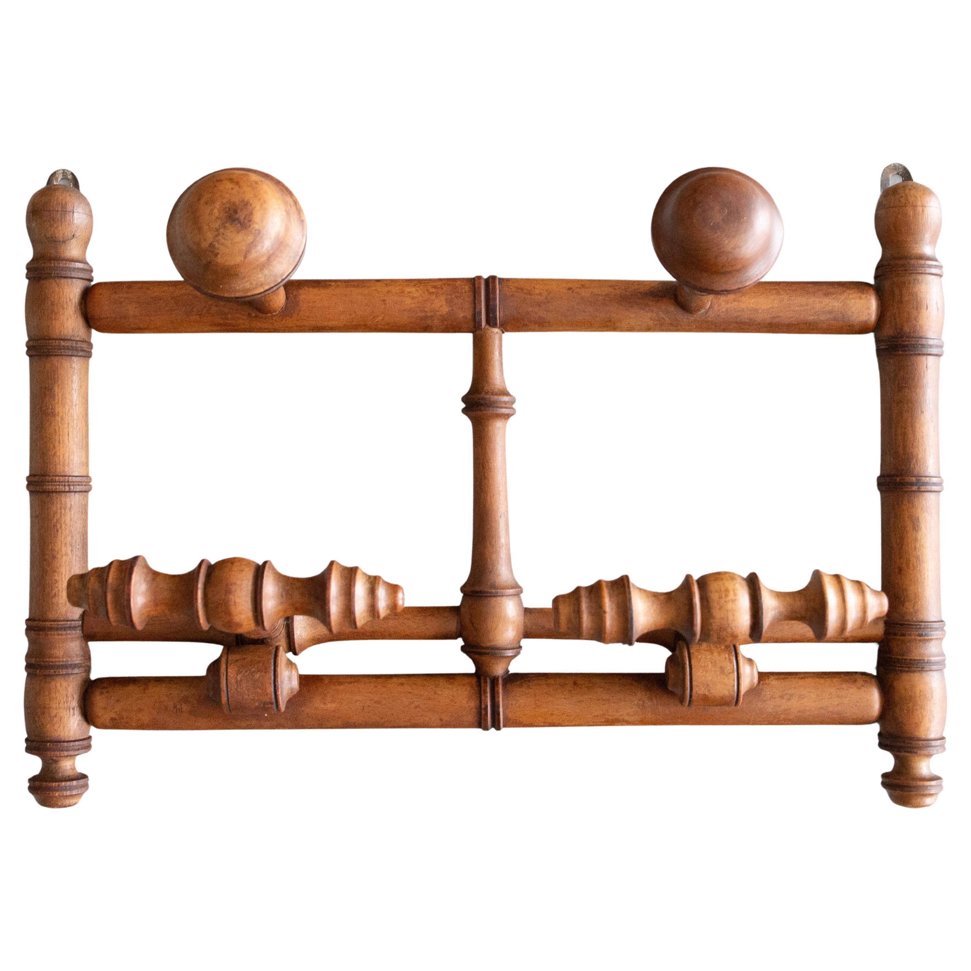 Antique French Foldable Faux Bamboo Coat 
Hat Rack