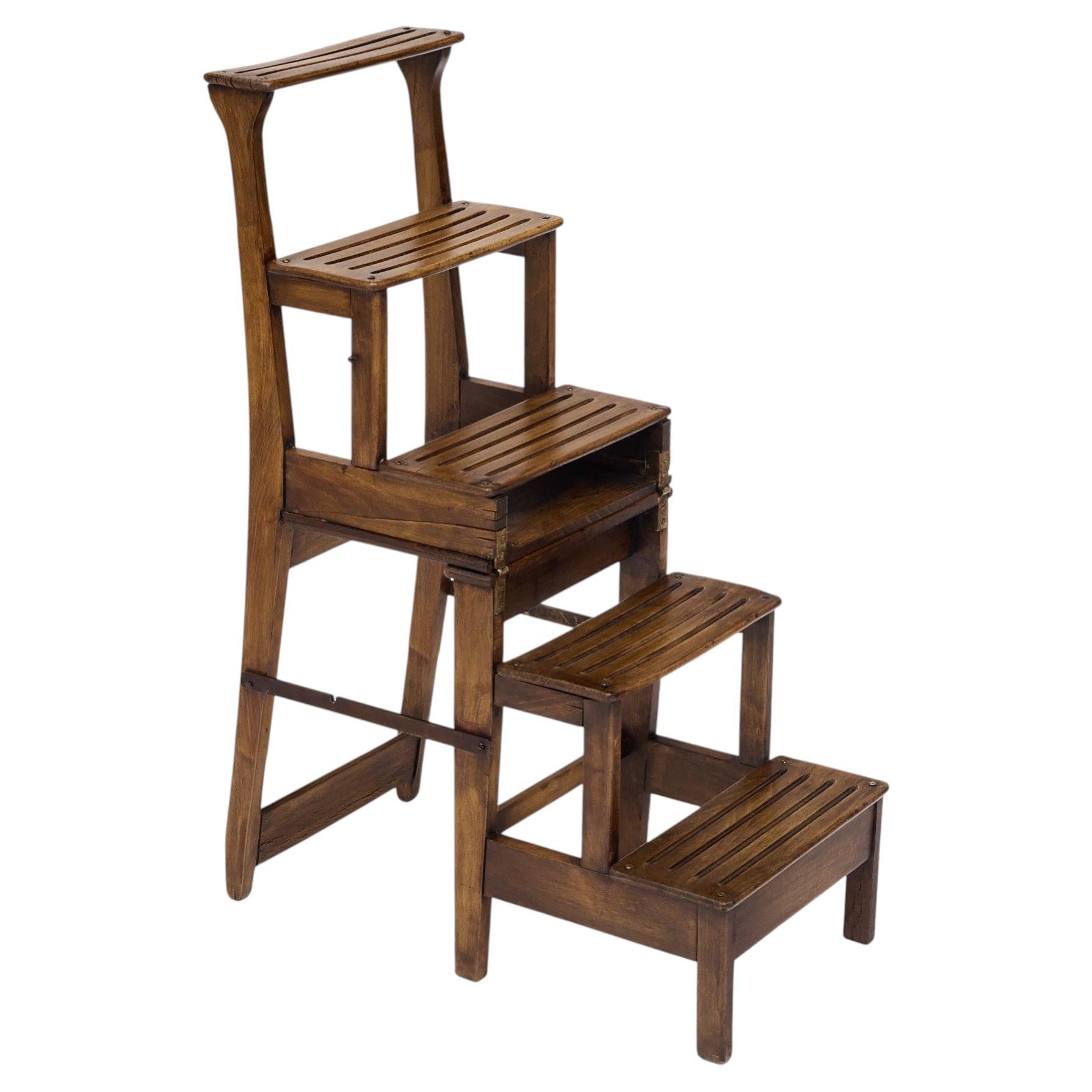 Antique, French Foldable Steps / Chair, Wooden, Circa 1900