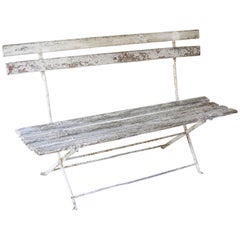 Antique French Folding Bistro Bench