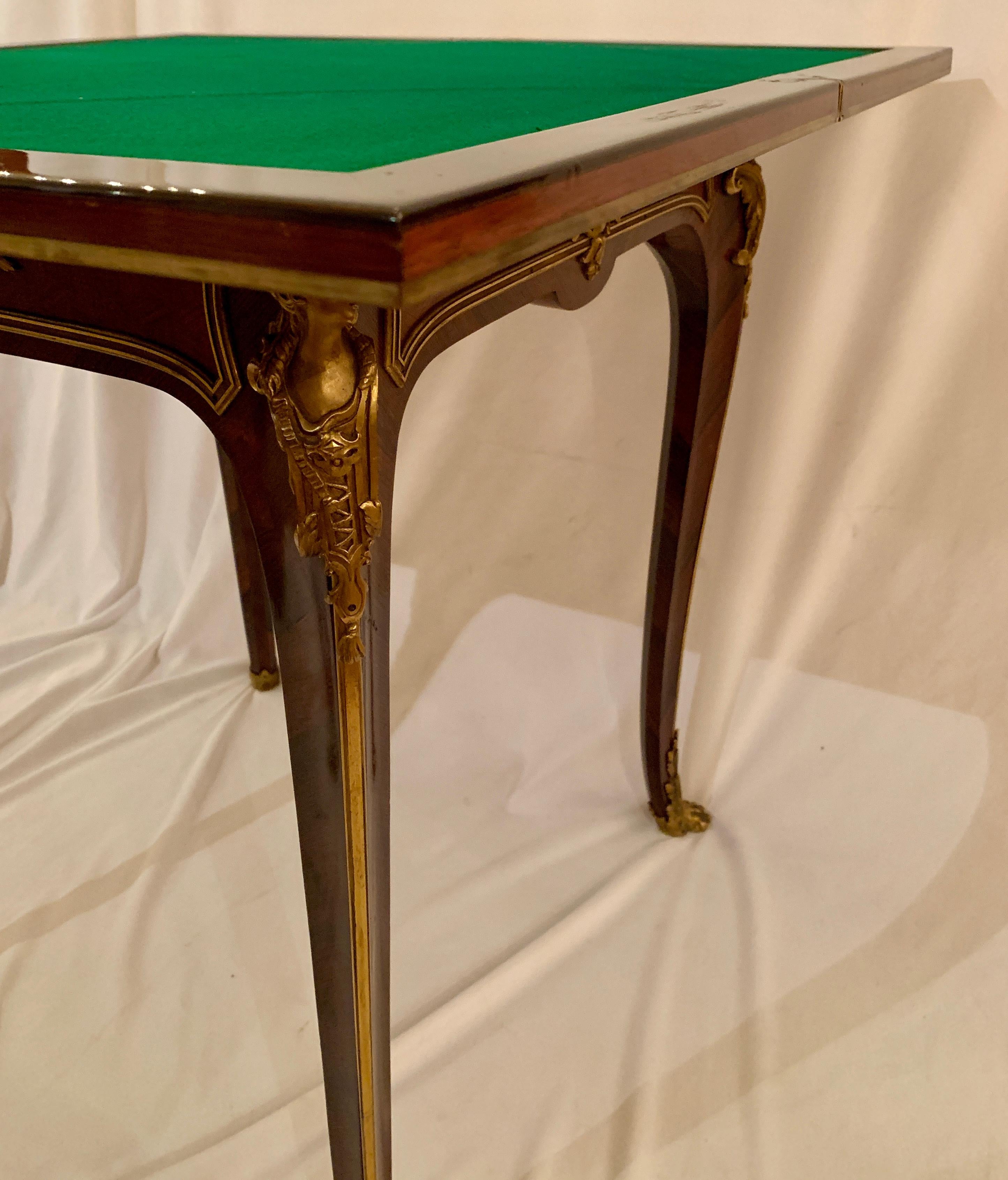 Antique French Folding Game Table made by Master Ebeniste F.Linke In Good Condition In New Orleans, LA
