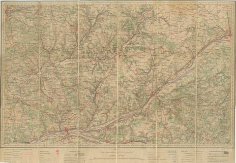 Antique French Folding Map of Tours, Le Mans & Chartres, c.1902 Etat-Major