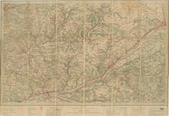 Antique French Folding Map of Tours, Le Mans & Chartres, c.1902 Etat-Major
