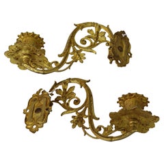 Antique French Foliate Form A in bronzo dorato con candela singola a parete C1890