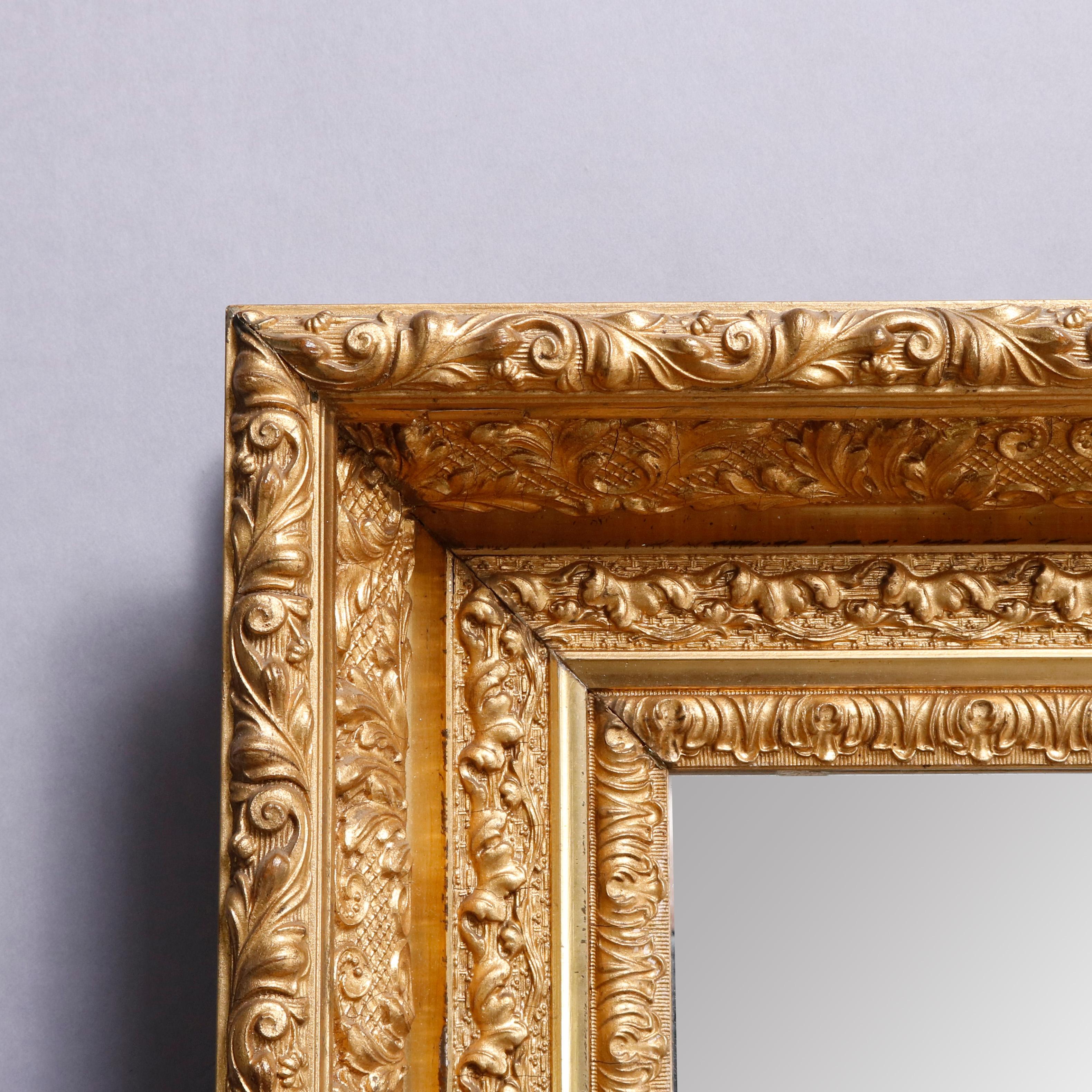Antique French Foliate & Scroll Giltwood Framed Wall Mirror, 20th Century 1
