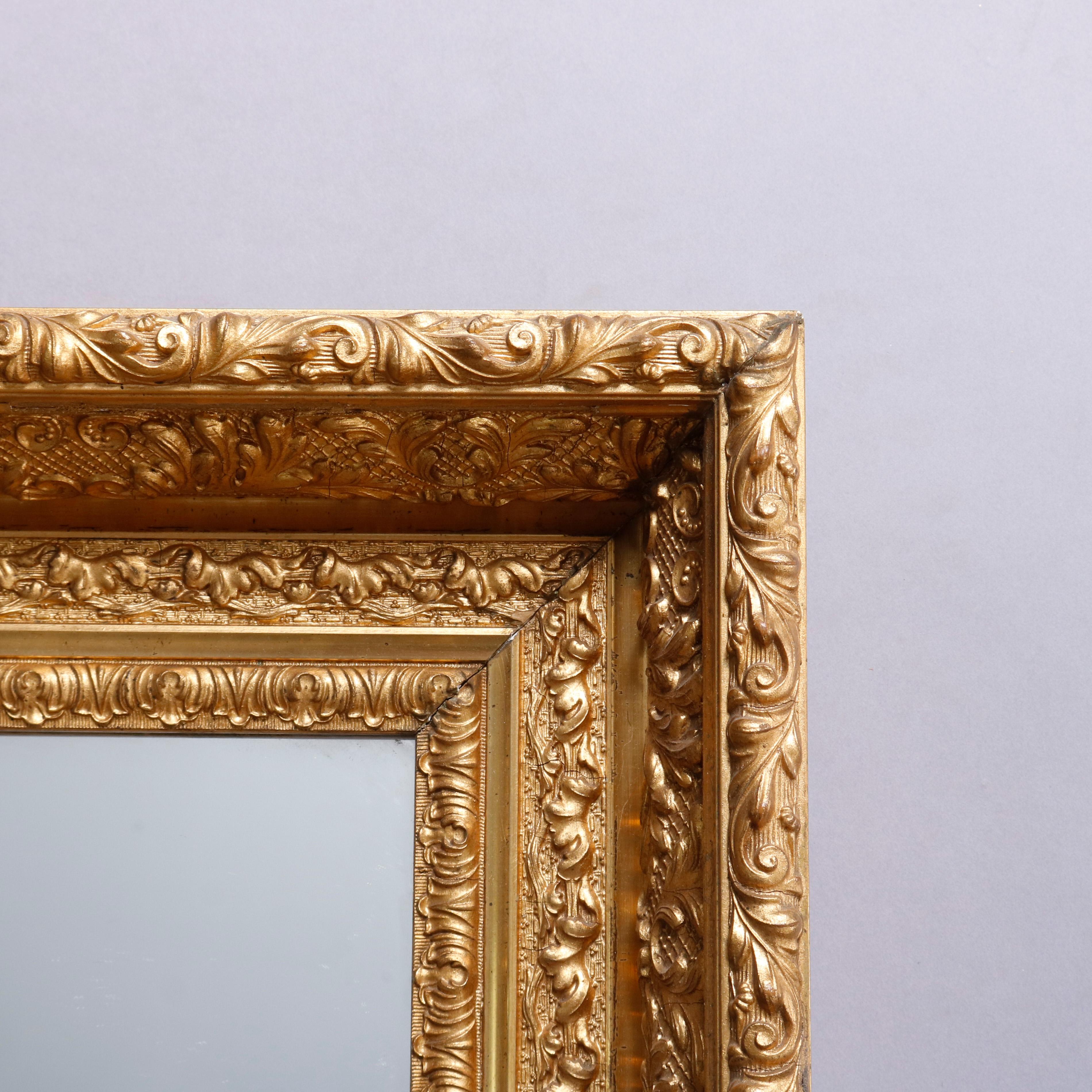 Antique French Foliate & Scroll Giltwood Framed Wall Mirror, 20th Century 3