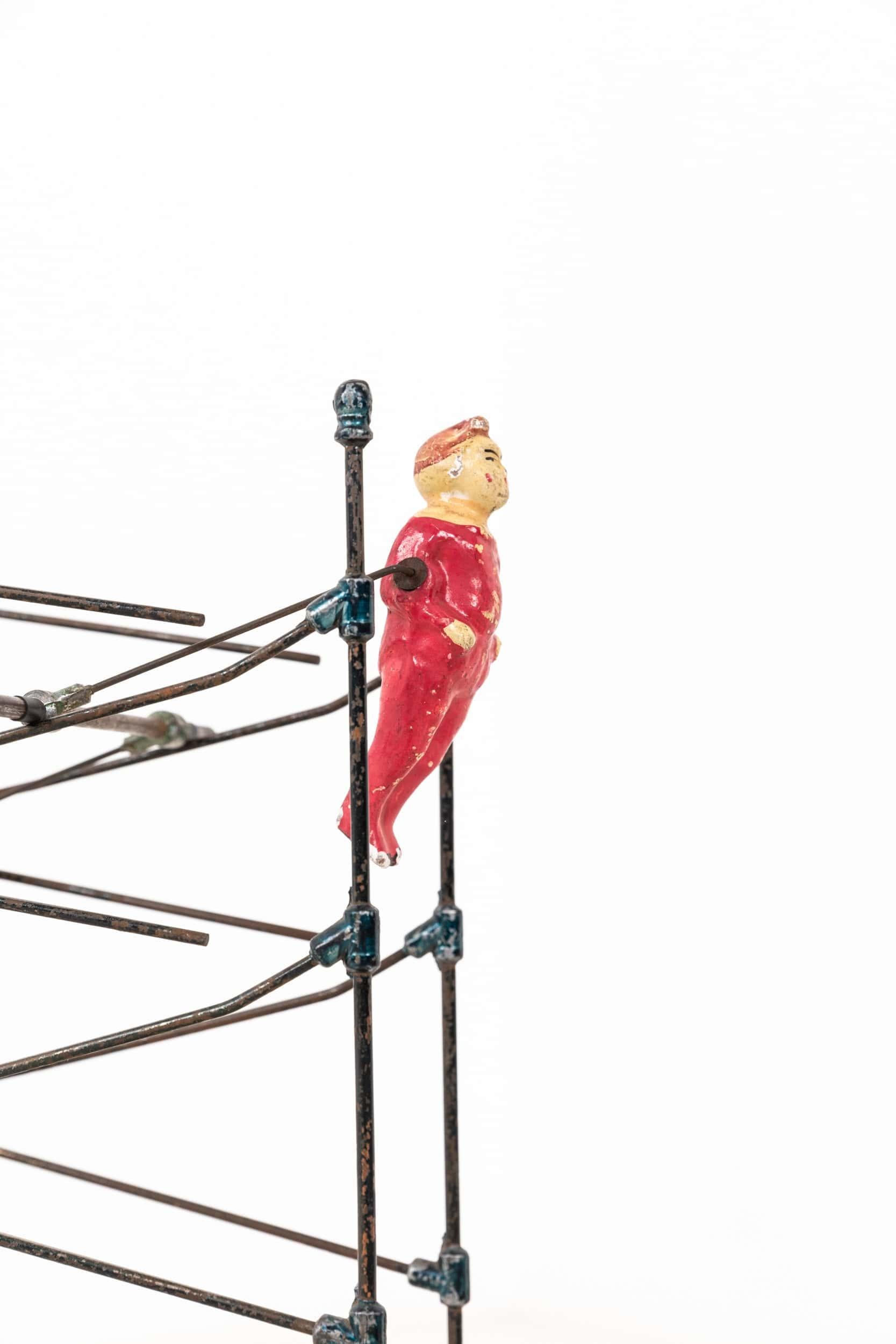 Antique French Folk Art Circus Tumbling Acrobat Toy Model, C.1920 (Metall) im Angebot